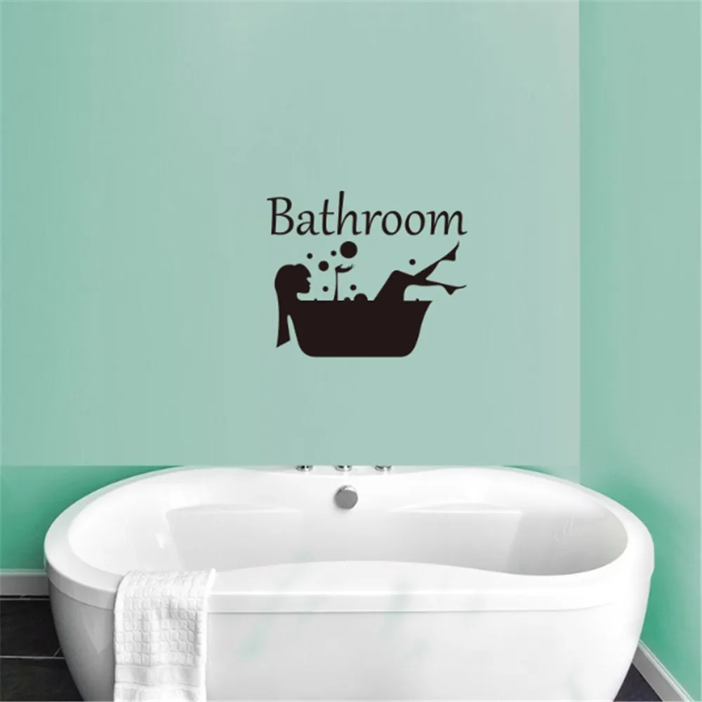 Bathroom Girl Shower Removable Wall Sticker Home Bedroom Backdrop Art Creative Decal Decoration | Дом и сад