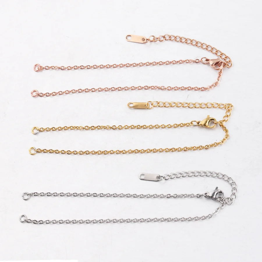 5 шт./лот Регулируемая кубинская цепочка из нержавеющей стали шириной 2 мм для