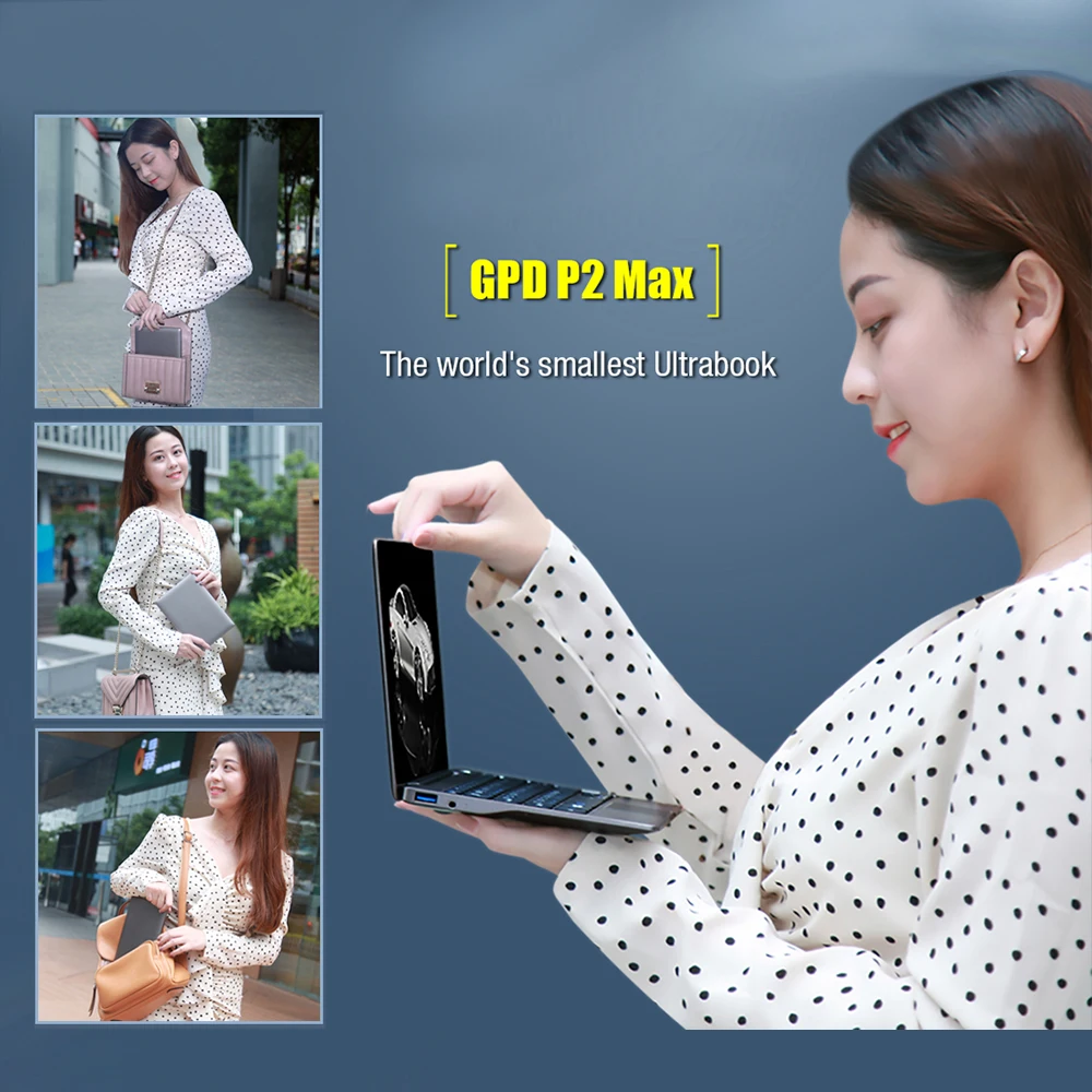 GPD P2 MAX 8.9 Inches Mini Laptop Tablet PC Windows 10 Intel Celeron 3965Y Notebook 8GB 256GB 2.4G&5G WiFi BT 4.2 Touch Control
