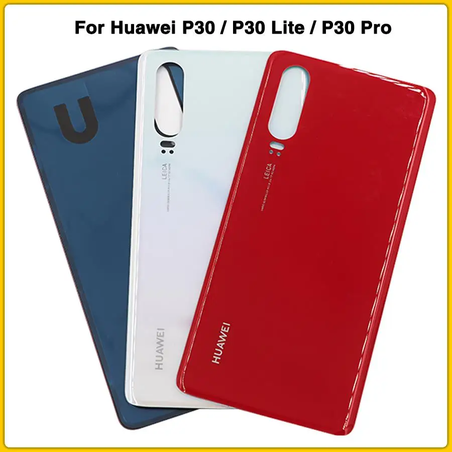 Чехол на заднюю панель для huawei P30/P30 Lite/P30 Pro, задняя крышка на батарейках, задняя крышка на дверь, стеклянная панель+ клейкая наклейка