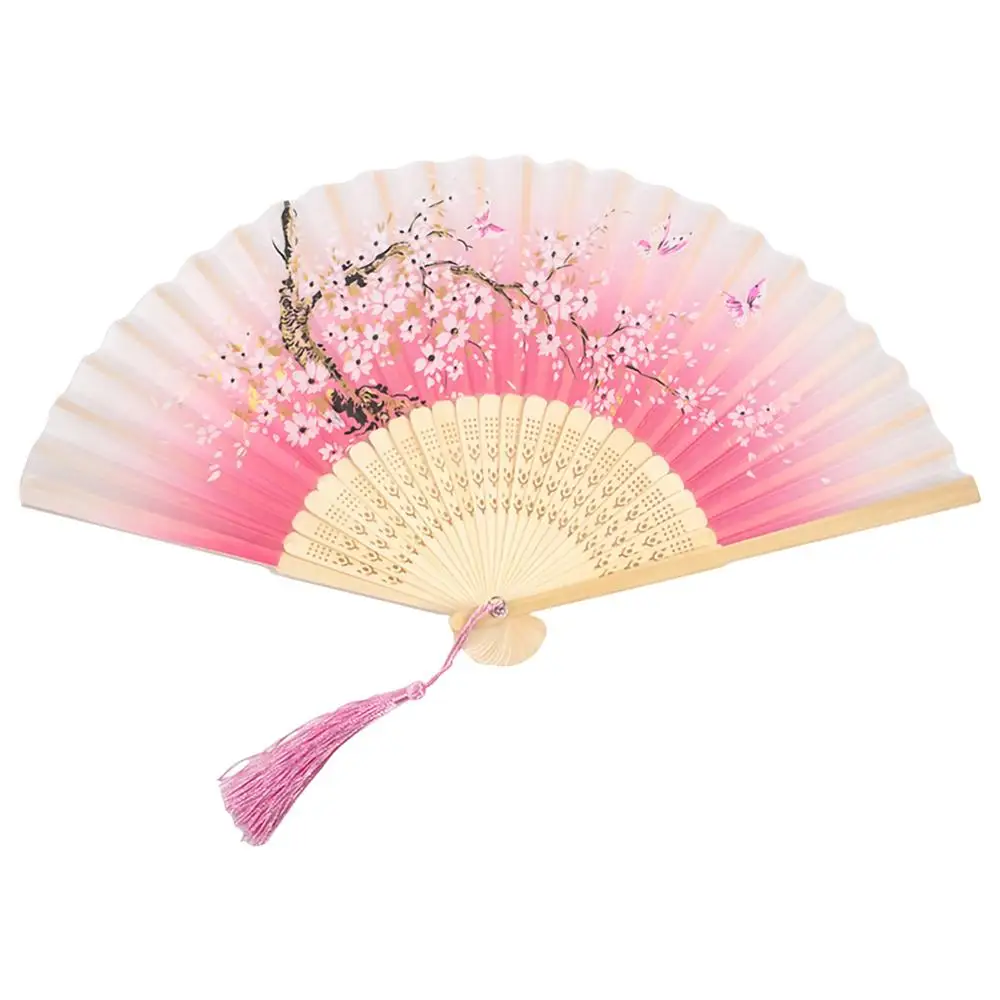 Летние винтажные бамбуковые складные веер с цветами ручной работы вечерние