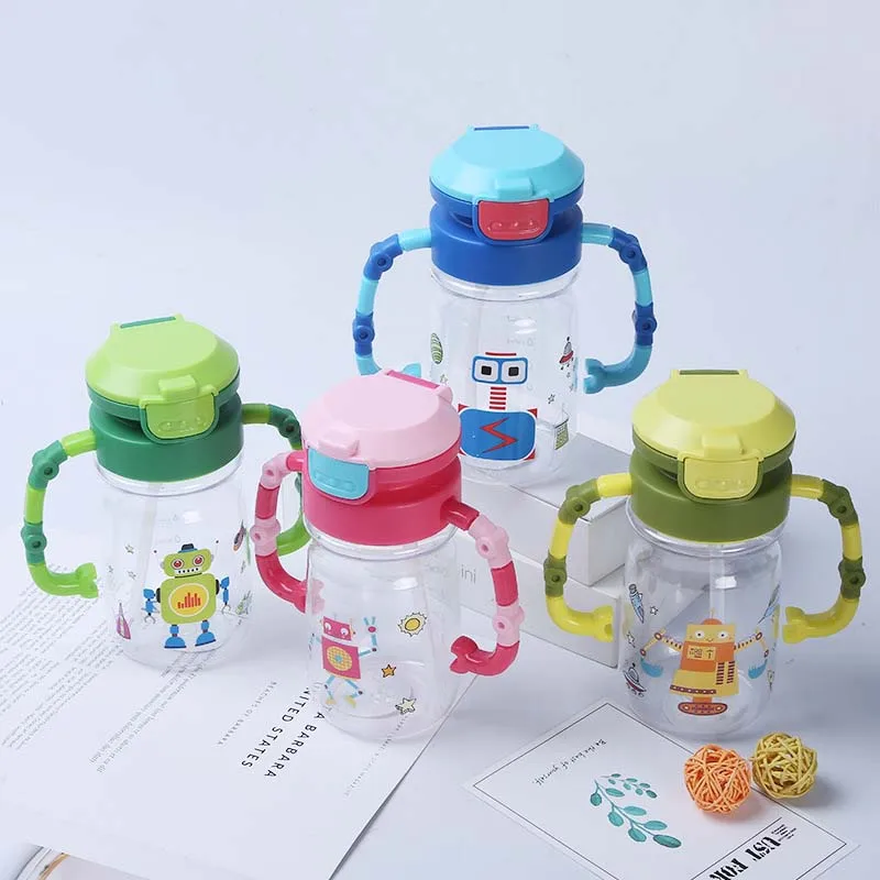 Cartoon Baby Feeding Bottle Drinker Sippy Training Cup Child Mug Learn Drinking Infant Milk Water with Straw | Мать и ребенок