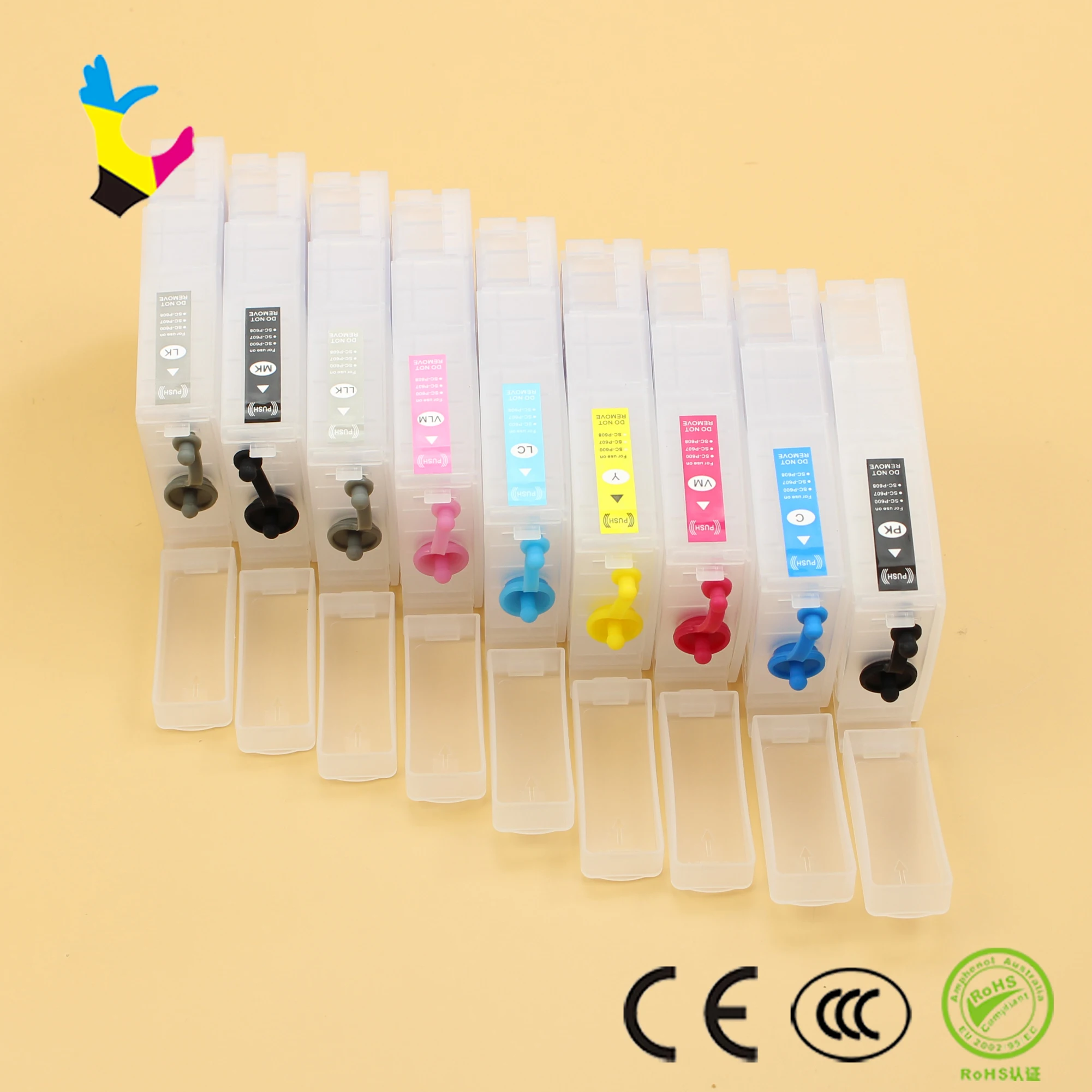 

80ml T7601 -T7609 refillable ink cartridges for Epson surecolor P600 SC-P600 empty cartridge with auto reset chips