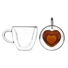 Кружки в форме сердца набор двойных стенок стеклянная чашка Креативный дизайн кофейные кружки чашка молока Изолированная с ручкой