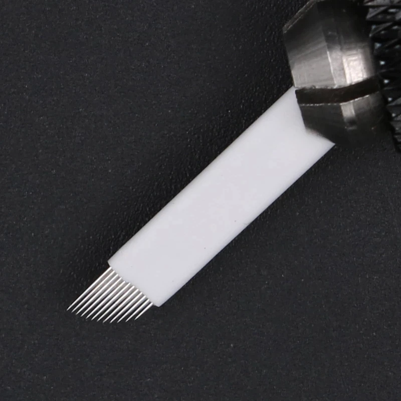 

White 0.20mm Microblading Needles For 3D Embroidery Manual Tattoo Pen Microblading Tebori Blades Needle 7 9 11 12 14 Flex Blades