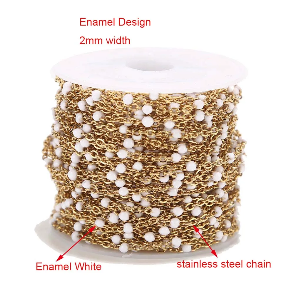 Gold Enamel White 1 метр ручной работы 3,5 мм Abacus стеклянные бусины золотые цепи для ожерелья браслеты ножной браслет Изготовление DIY ювелирных изделий - Цвет: Gold Enamel White