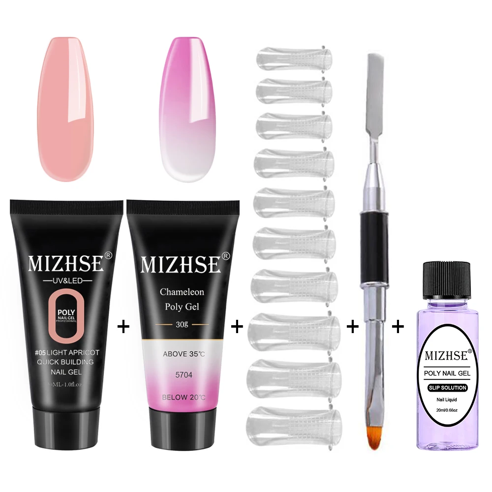 MIZHSE Crystal Jelly Gum Poly Gel Set 30ml Crystal Jelly Builder Nail Finger Extension Hard UV Gel Lacquer Manicure Tips - Цвет: P05 and WB5704