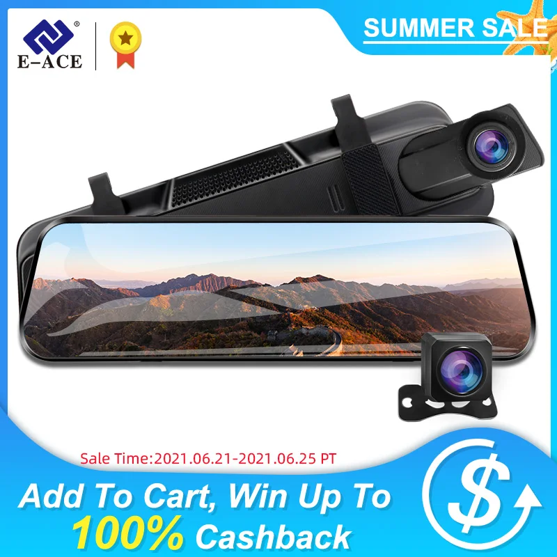 Дропшиппинг Ультра HD 1440P Dashcam 10 0 дюймов Автомобильное Зеркало Dvr ночное видение