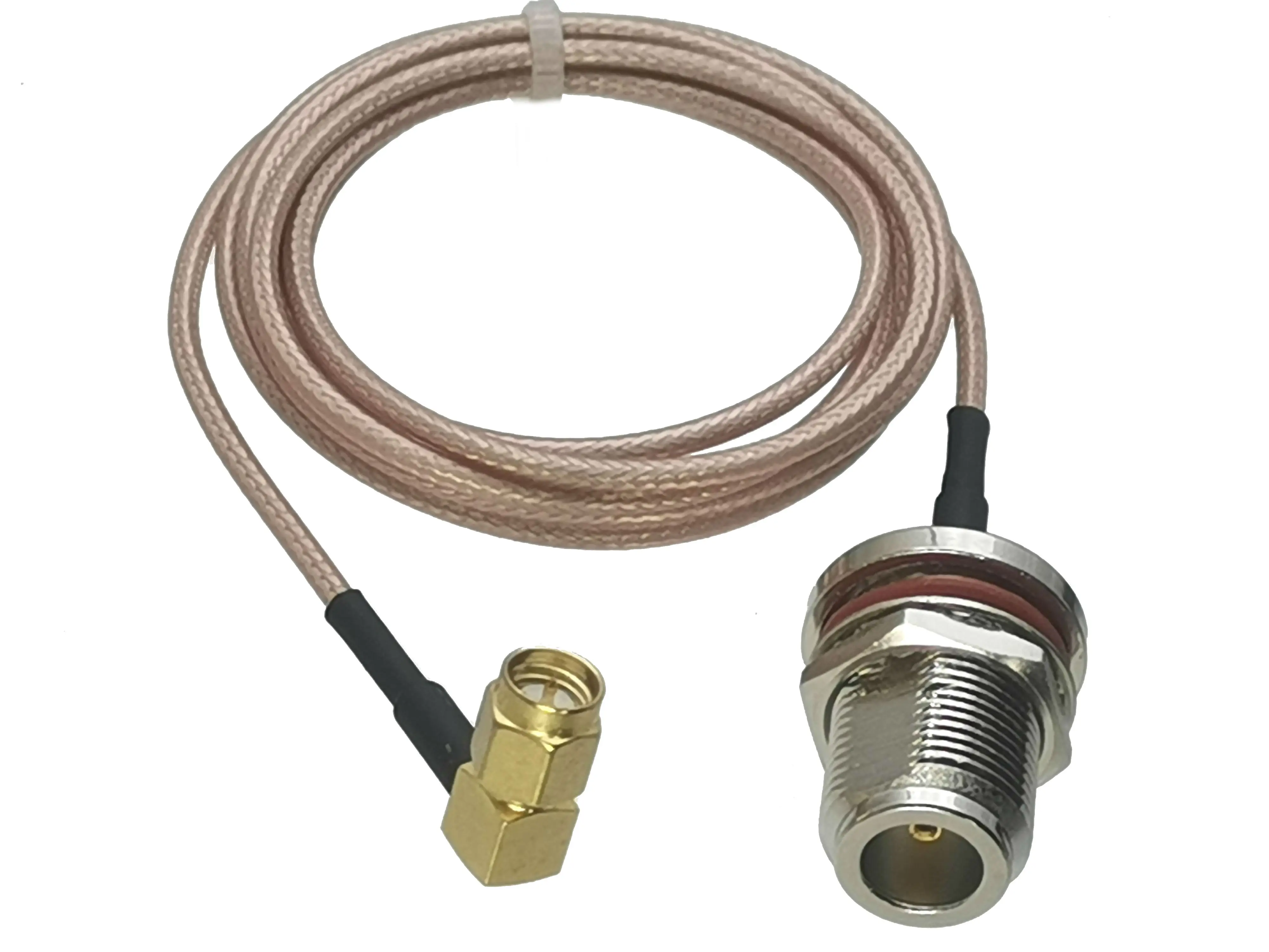 1pcs RG316 N Female Jack Nut Bulkhead to SMA Male Plug Right Angle Connector RF Coaxial Pigtail Jumper Cable New 4inch~20M