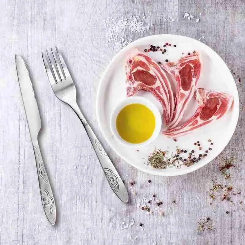 4 шт стальные ножи Набор вилок и ложек Семья располагаться лагерем перемещения