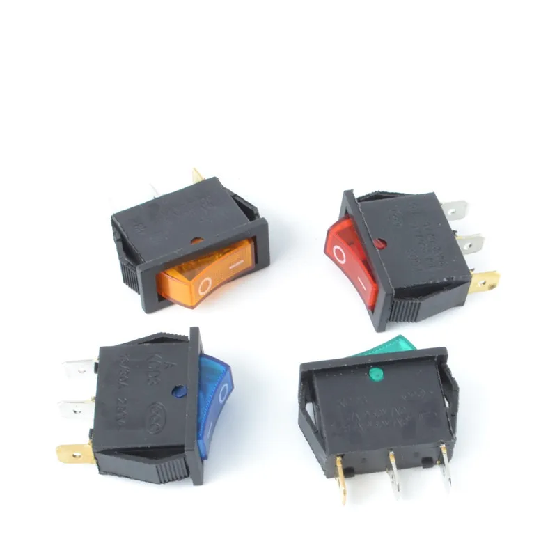 5Pcs KCD3 Self-Locking Rocker Switch ON-OFF 2 Position 3 Pin Electrical equipment With Light Power 16A 250VAC/ 20A 125VAC - купить по