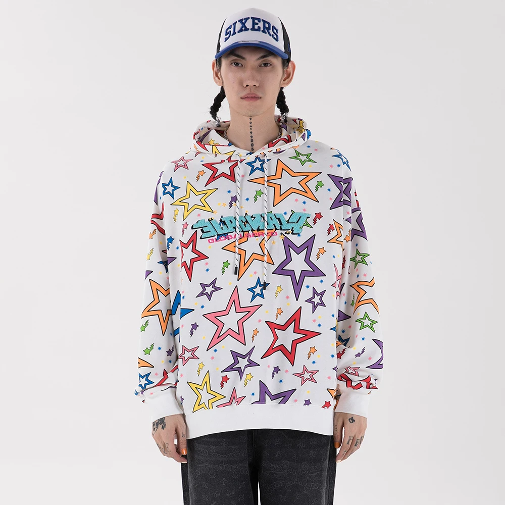 

Dark Icon 5 Star Full Printed Hip Hop Sweatshirt with Hoodie Pullover Embroidered Oversized Men's Hoodies Streetwear Clothing