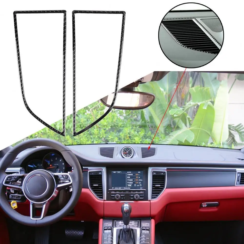 

2Pcs Conditioner Vent Panel Frame Sturdy Durable Carbon Fiber Car Center Console Air Vent Panel Cover for Macan 2014-2021
