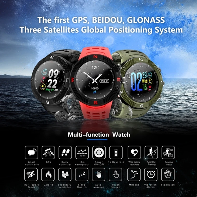 OLOEY Новинка IP68 Водонепроницаемый gps Смарт часы F18 цветной экран большой аккумулятор слуховой ритм монитор мужские спортивные умные часы