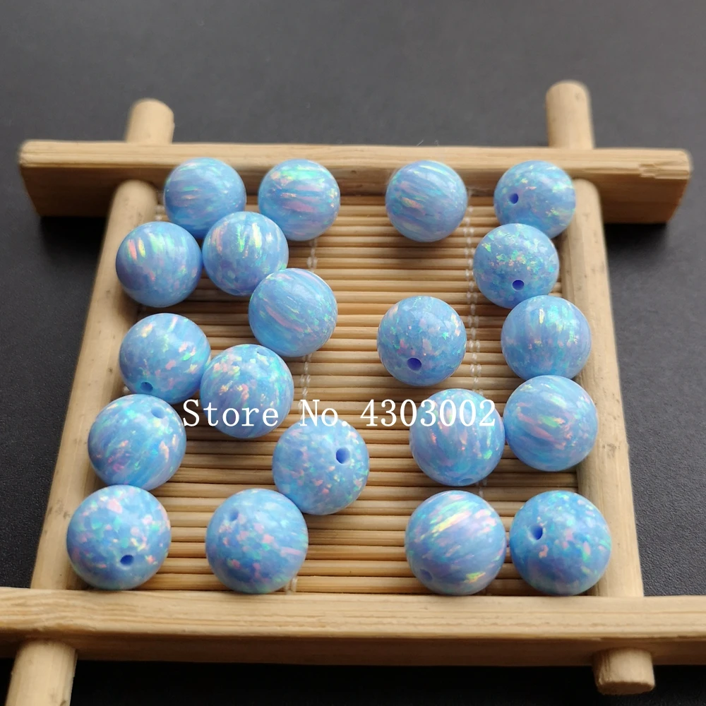 10 штук/лот 10 мм синтетические круглые шарики из опалового камня Cornflower Blue OP26 для создания украшений своими руками.
