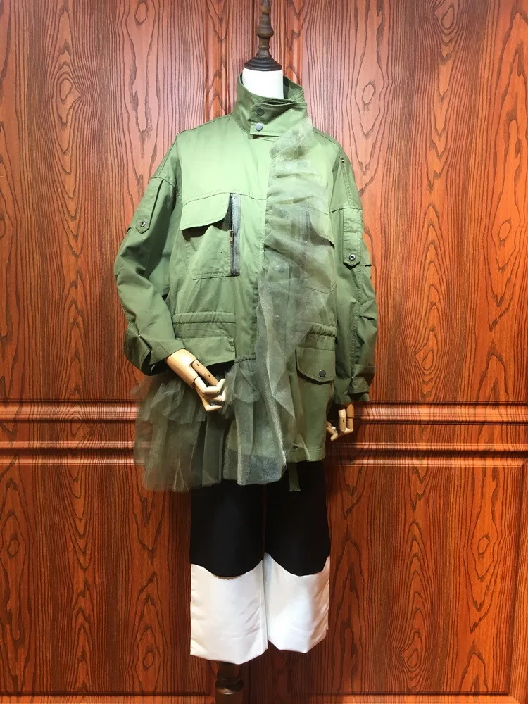 DEAT водолазка с длинными рукавами сетчатая Лоскутная Асимметричная однобортная