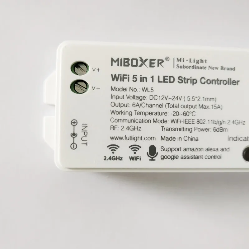 MiBoxer WL5 5 в 1 светодиодный Wi Fi контроллер для RGB RGBW CCT одноцветная светильник ная