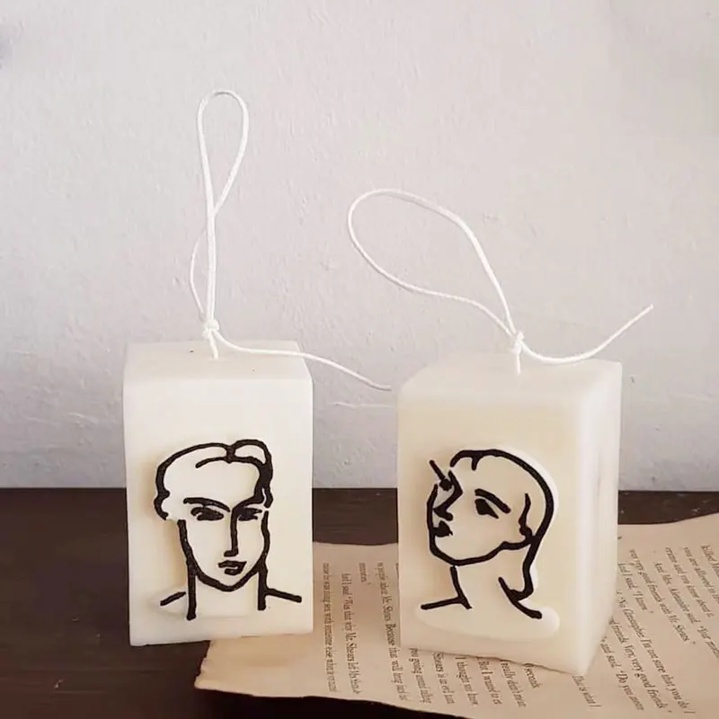 Matisse couple head shape candle mold decoration wax male female plaster soap | Дом и сад