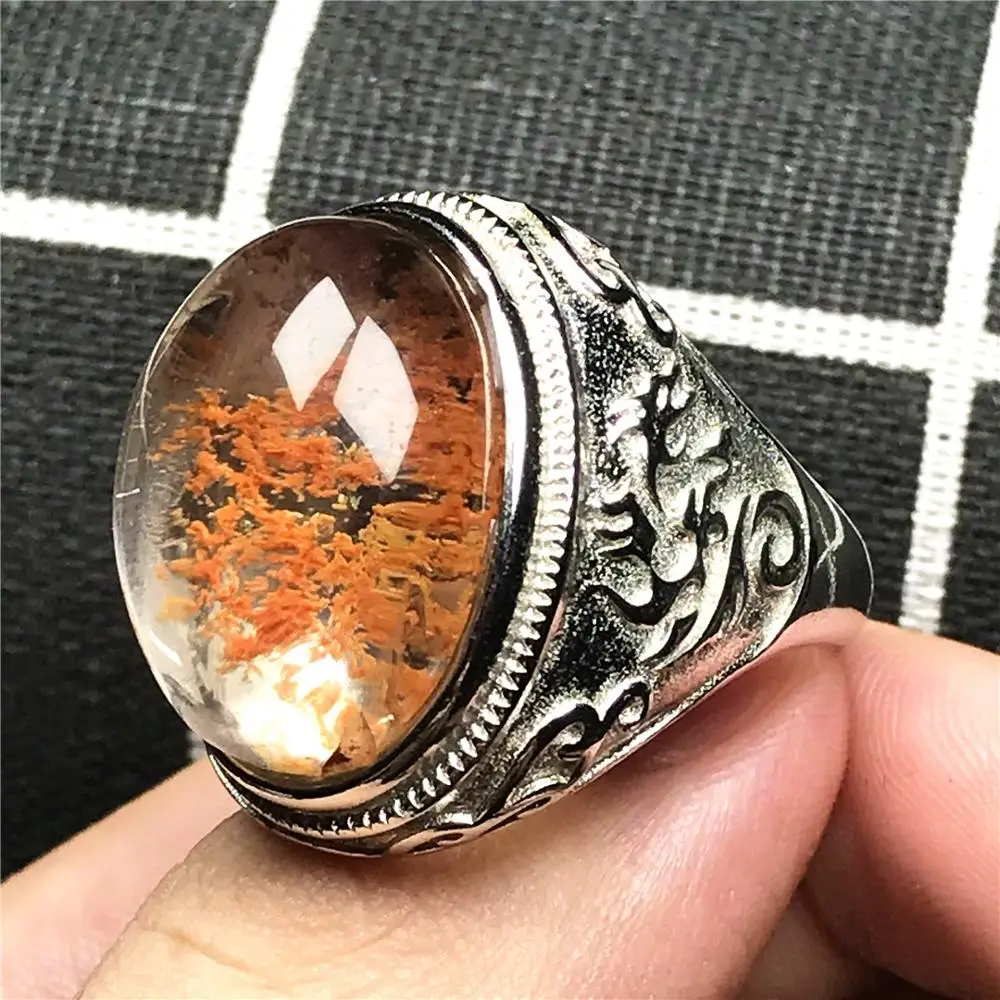 100% натуральное призрачное фантомное кварцевое кольцо ювелирные изделия для