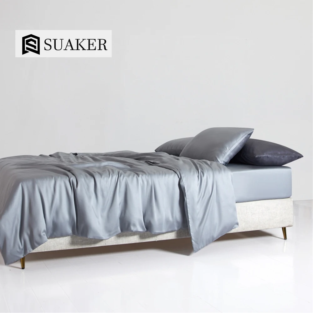 Роскошный серый комплект постельного белья Suaker из 100% шелка красивое одеяло для