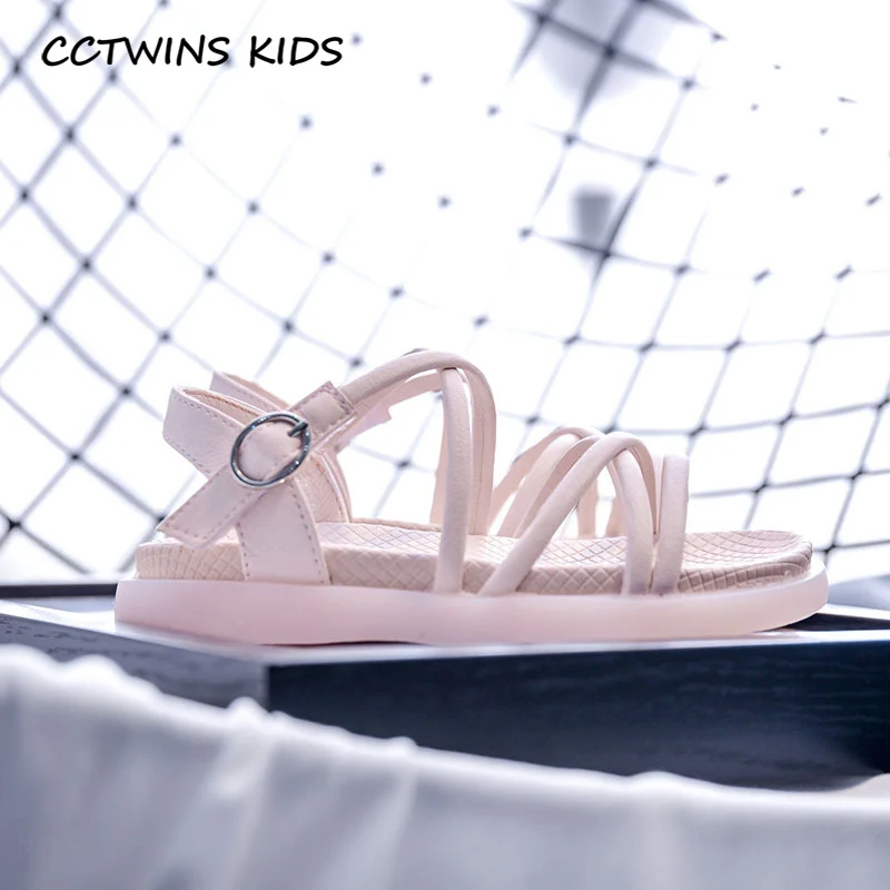 

CCTWINS Kids Shoes 2020 Summer Baby Girls Pink Sandals Children Fashion Princess Flat Toddler Brand Soft Shoes Black PS857