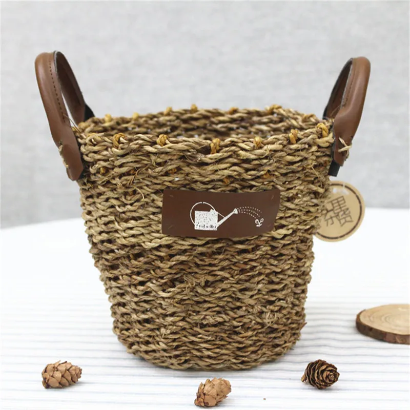 

Basket for Flower Arranging Rattan Portable Retro Basket Home Living Room Decoration DNJ998