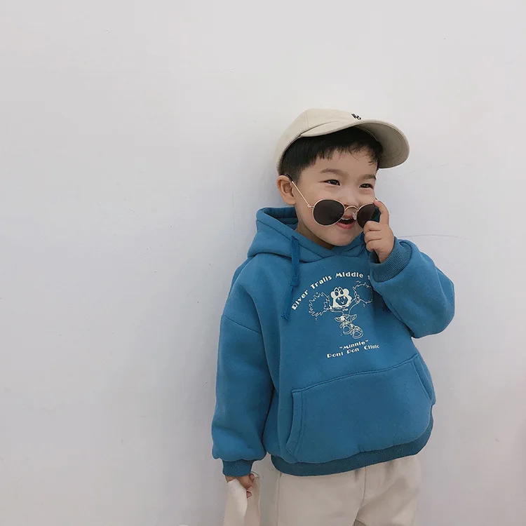 Теплые толстовки с длинными рукавами флисовой подкладкой для мальчиков и