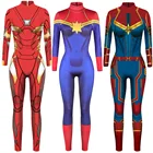 Комбинезон капитан Кэрол Дэнверс, Железный человек, мистический костюм супергероя, сексуальный косплей, костюм для Хэллоуина, Женское боди, маскарадный костюм