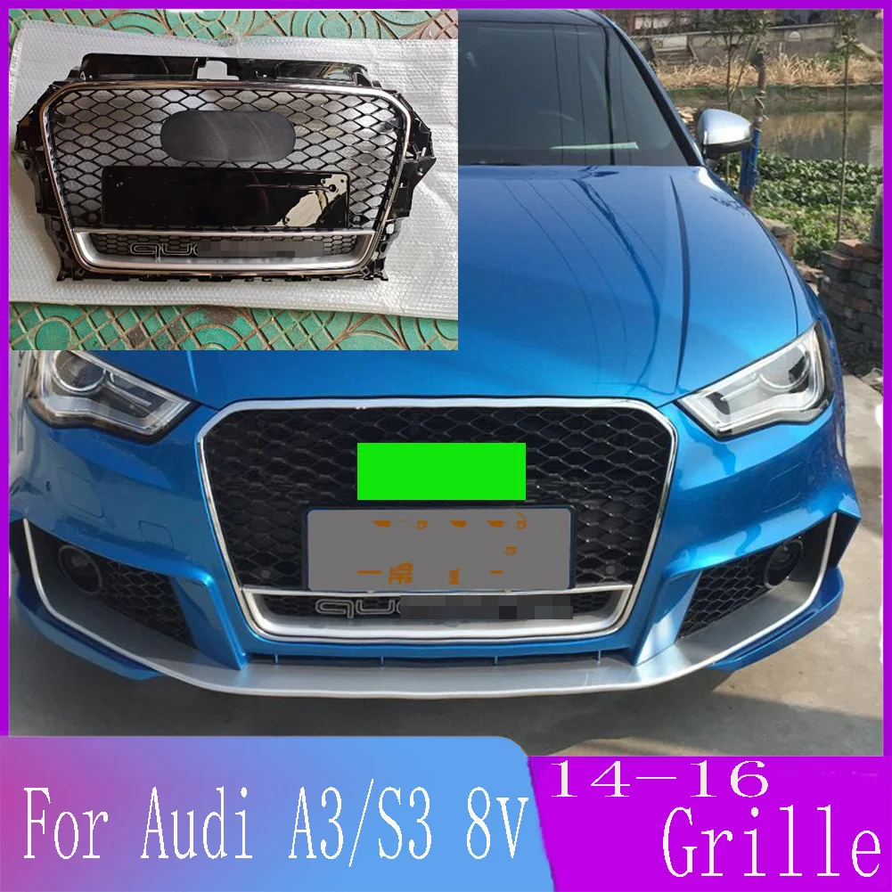 

Для Audi A3/S3 8V 2014 2015 2016 (установка для RS3 style) автомобильный аксессуар передний бампер решетка Центральная панель Стайлинг верхний гриль 14 15 16