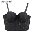 She'sModa сетчатый бюстье с принтом Луны пуш-ап Бралетт для ночного клуба женский бюстгальтер укороченный топ Майка корсет размера плюс