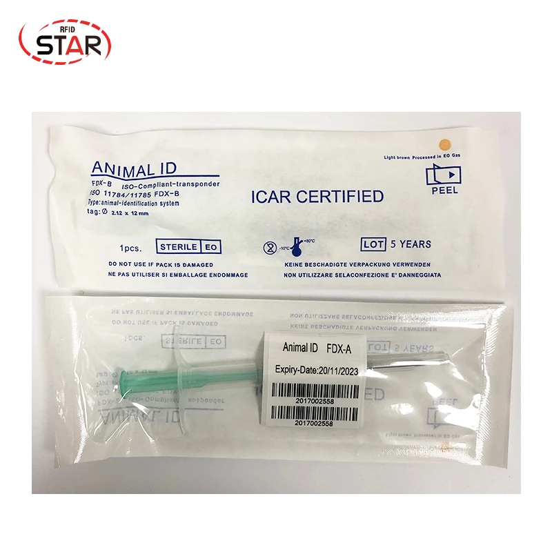 50pcs 125khz FDX-A Animal Microchip Syringe Rfid 2.12*12mm ISO chip Pet Polypropylene Material rfid | Безопасность и защита