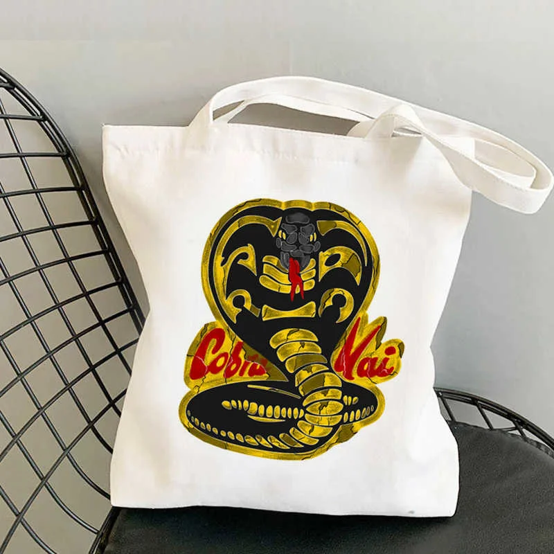 

Сумка для покупок из хлопчатобумажной ткани Cobra Kai, эко-сумка для продуктов, эко-сумка для покупок, эко-сумка из сетчатой ткани