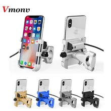 Aluminum Motorcycle Phone Holder With USB Charger Moto Bicycle Bike Handlebar Rearview Mirror Bracket for 4-6.4 Inch Phone Mount