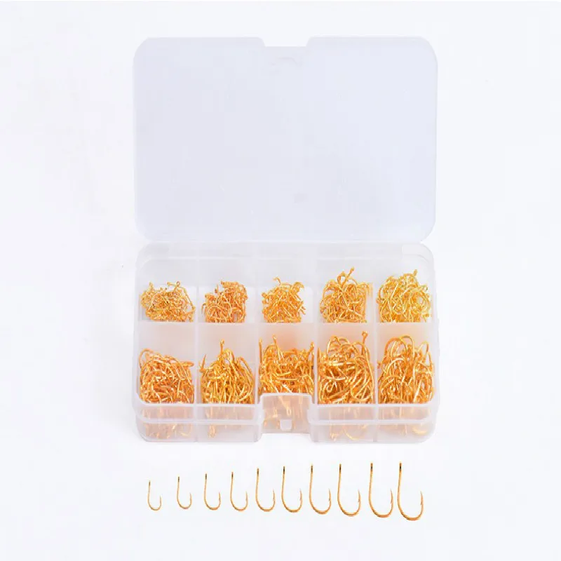 

600PCS Black /golden Fishing Lure Hooks Size High Carbon Steel Boxed Carp fishhook with hole Circle Fishhooks fishing tackle