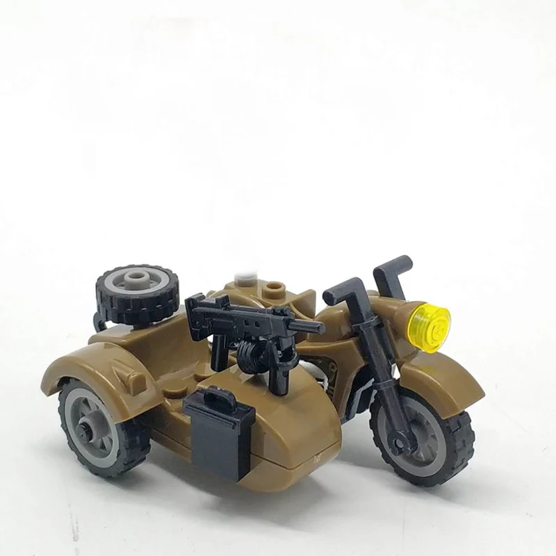 Военная пушка WW2 немецкий мотоцикл строительные блоки солдаты детали фигурки