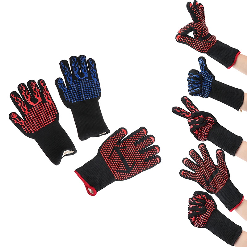 

1PCS 932°F Extreme Heat Resistant Silicone BBQ Glove Microwave Kitchen Cooking Grill Oven Mitts Gloves