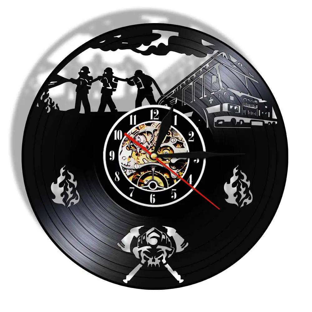 

Тактические настенные часы с виниловой пластиной на компакт-диске для пожарной службы, 3D декоративные часы, оригинальные винтажные настенн...