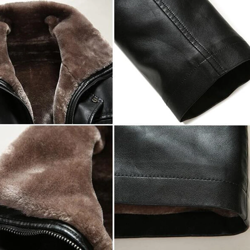 

Winter and Autumn Warm Men Leather Velvet Overcoats European and American Brand Clothing Thick Fur Coats Man Outerwear A109