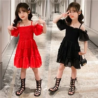 summer dress kids clothes girls childrens dresses kids dresses for girls pure cotton halter style princess skirt in pure color
