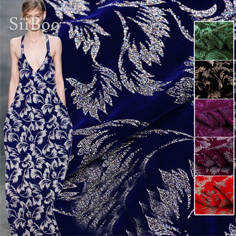 Зеленая красная черная фиолетовая шелковая бархатная ткань с приподнятым ворсом