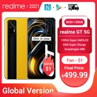 Realme GT 5G Новая глобальная версия, док-станция Qualcomm Snapdragon 888 8 Гб Оперативная память 128 Гб Встроенная память 65 Вт SuperDart заряда 120 Гц активно-матричные осид NFC игровой чехол для телефона
