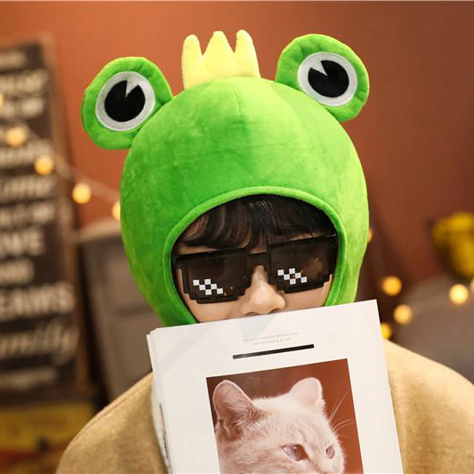 

Cartoon Funny Adorable Plush Frog Hat Cosplay Costume DressUp Hat Headgear