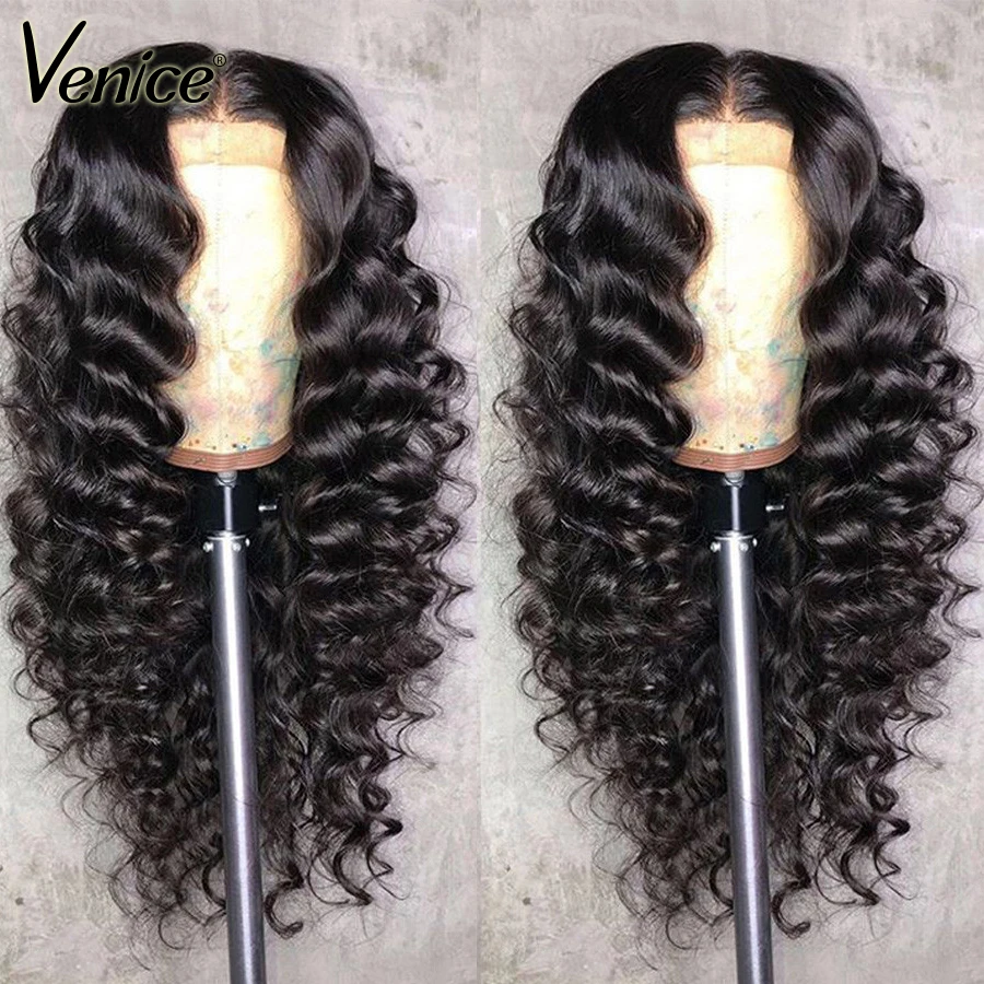 

Венецианские волосы, Свободный парик с глубокой волной, 13x6, парики из человеческих волос на сетке спереди для черных женщин, бразильский пар...