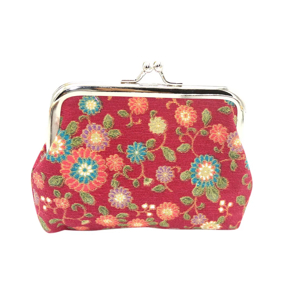 Кошелек с цветочным принтом Ретро стиль женский маленький кошелек на застежке