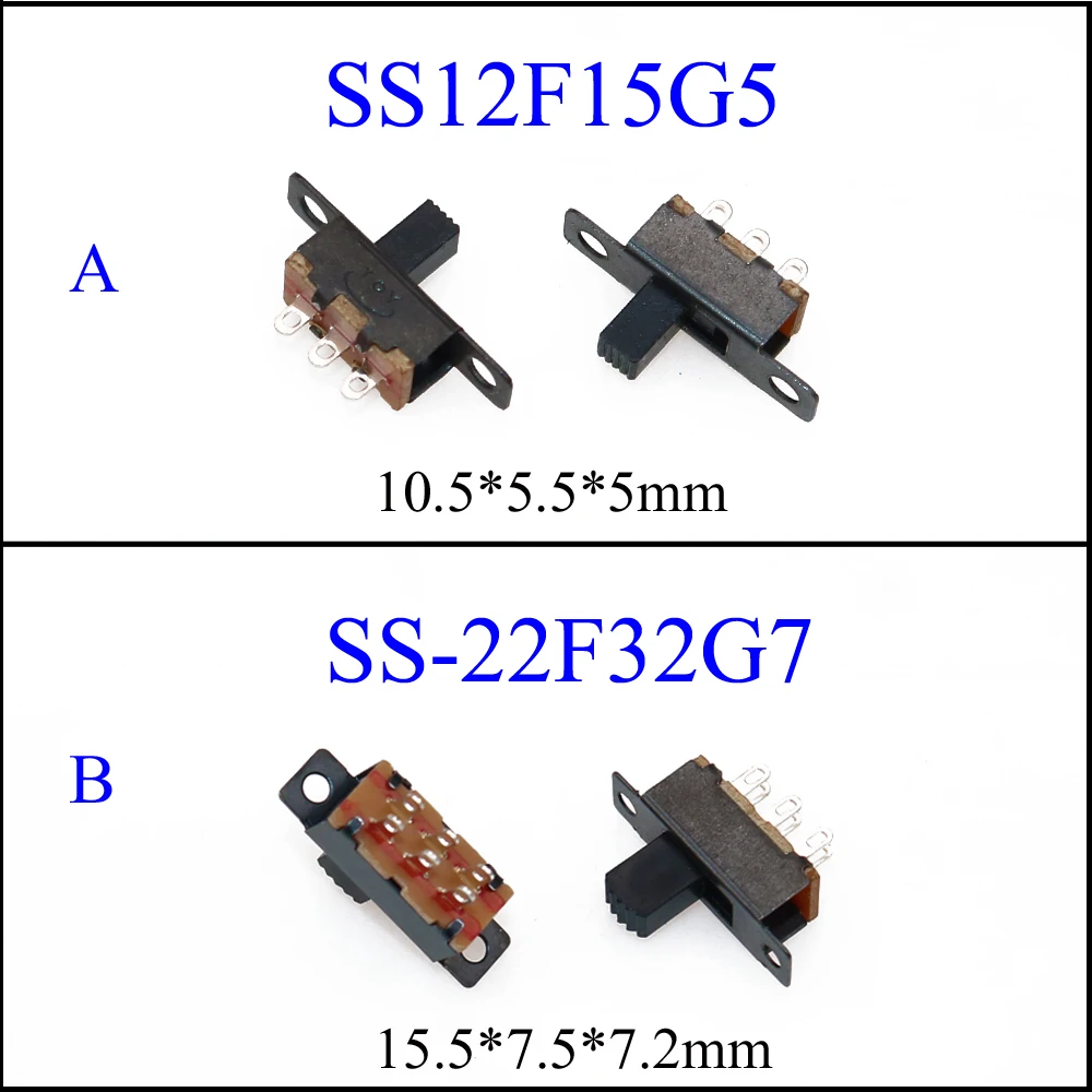 Юйси SS12F15G5 SS-22F32G7 SPDT 3 Pin 2 позиция P 3p 2T тумблер прерыватель ВКЛ-ВЫКЛ скользящий