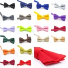 Свадебный галстук-бабочка, новинка, регулируемый нарядный атласный Детский галстук-бабочка для мальчиков, однотонный черный однотонный Официальный галстук для девочек