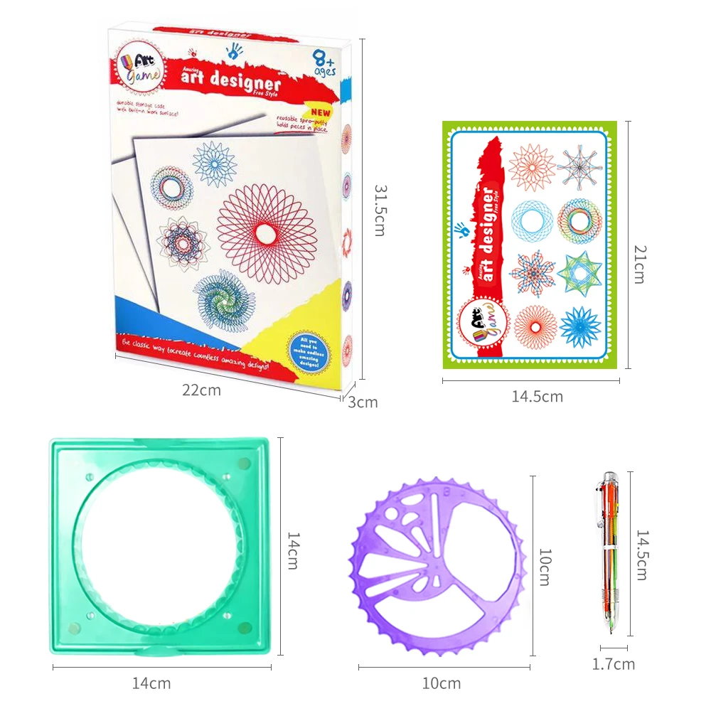 Color box D Игрушки для рисования со спирографом и колесами, набор для рисования, набор для рисования, аксессуары, креативная развивающая игрушка для детей, детей, взрослых - Цвет: Color box D