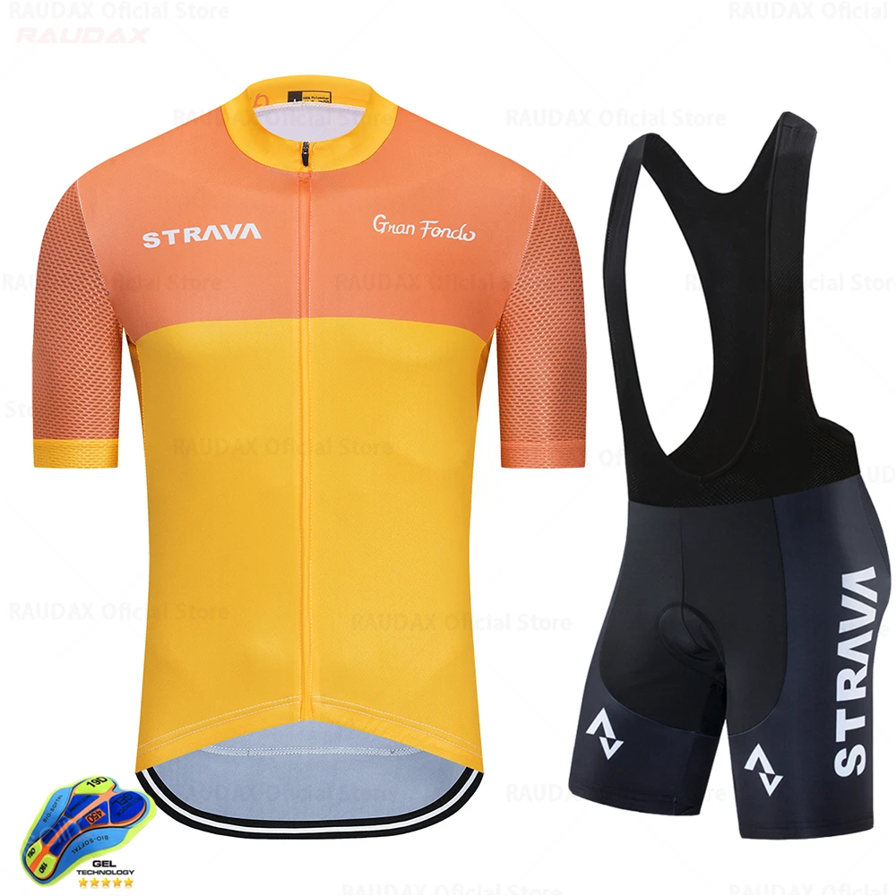 

STRAVA 2021 Newest New Team Short Sleeve Maillot Ciclismo Men's Cycling Jersey Summer Breathable Bicycle Cycling Clothing Sets
