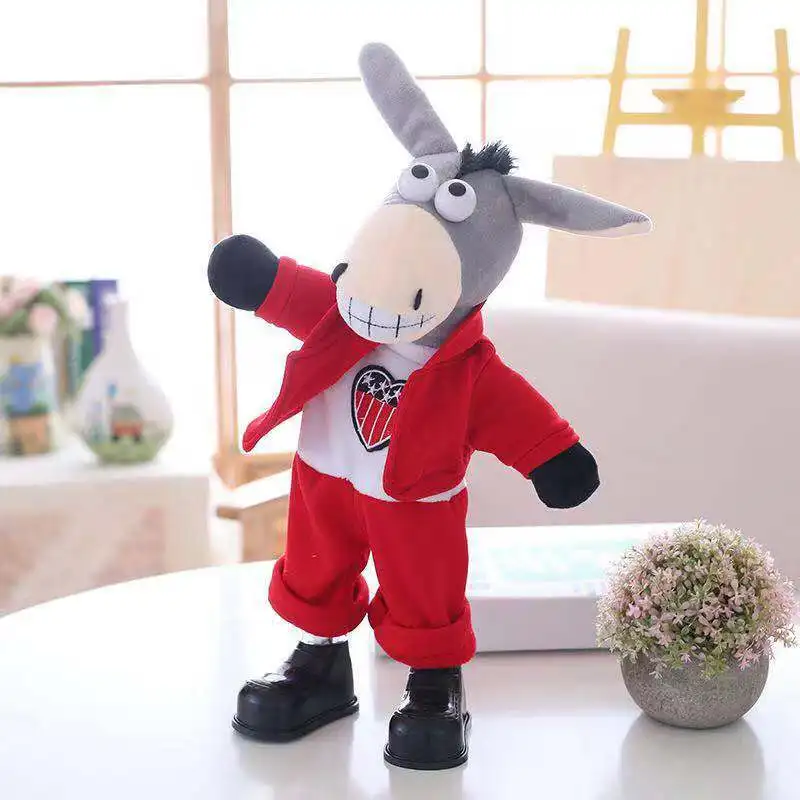 Творческий плюшевый Ослик куклы тряску головой осел детские плюшевые пение