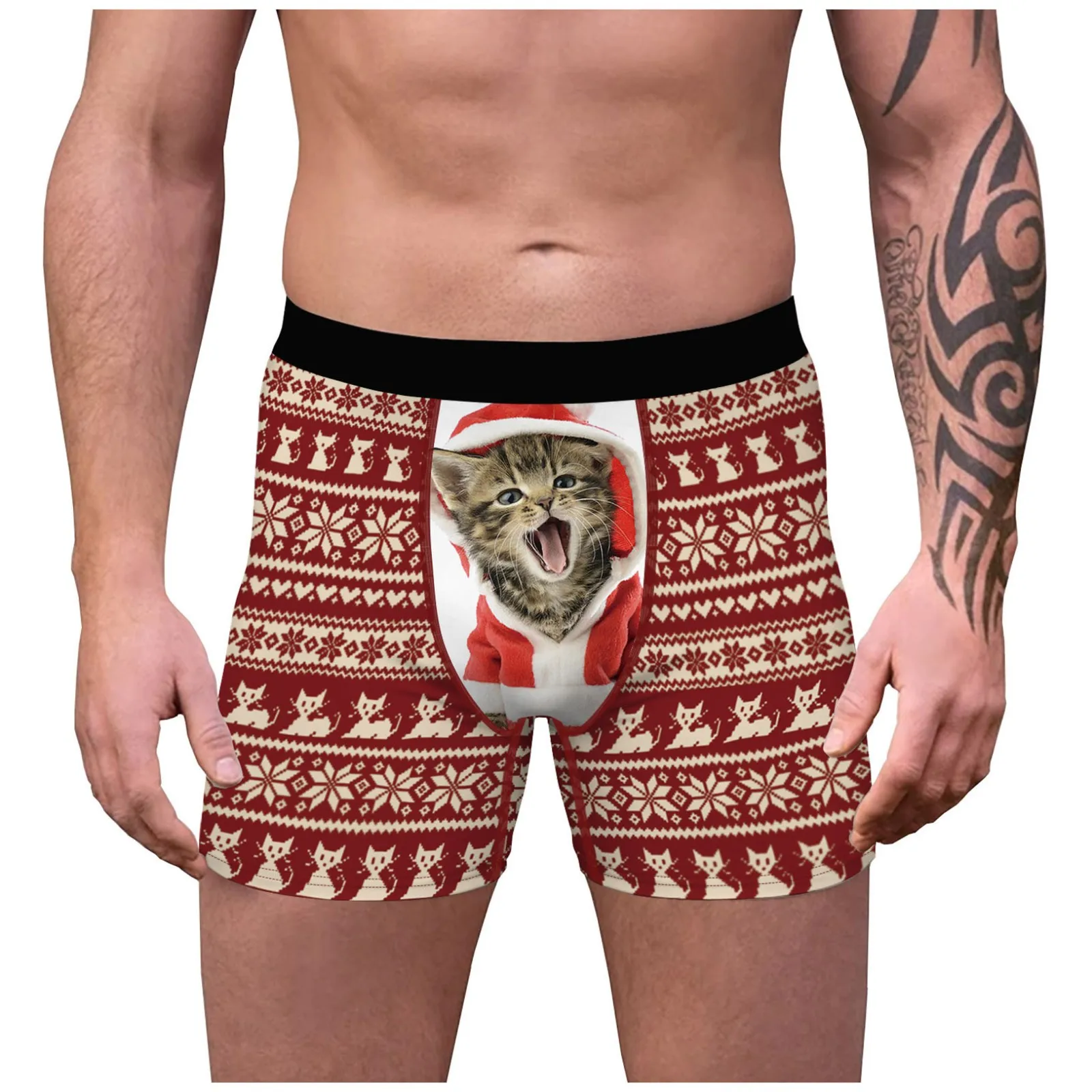 Мужские трусы-боксеры рождественские боксеры с 3D принтом изображением дерева